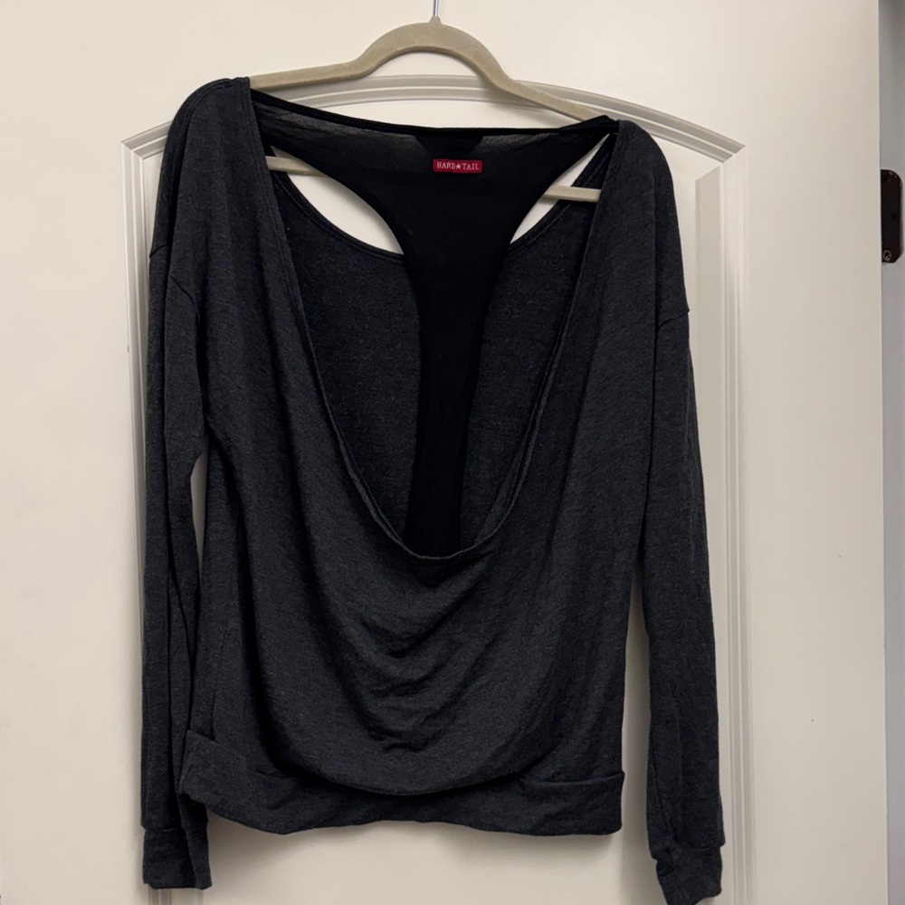 Hard Tail Charcoal Gray Open Back Sweatshirt - Picture 2 of 2